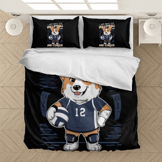 Love Volleyball and Corgis Design Bedding Sets