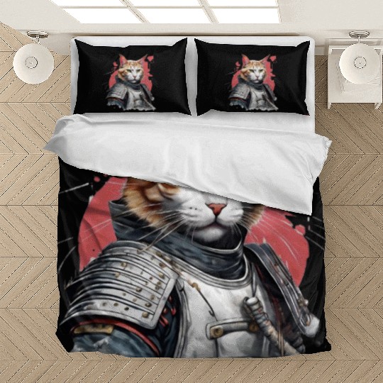 Samurai Cat in Armor Bedding Sets