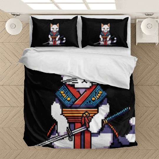 Pixel Samurai Cat Warrior Bedding Sets