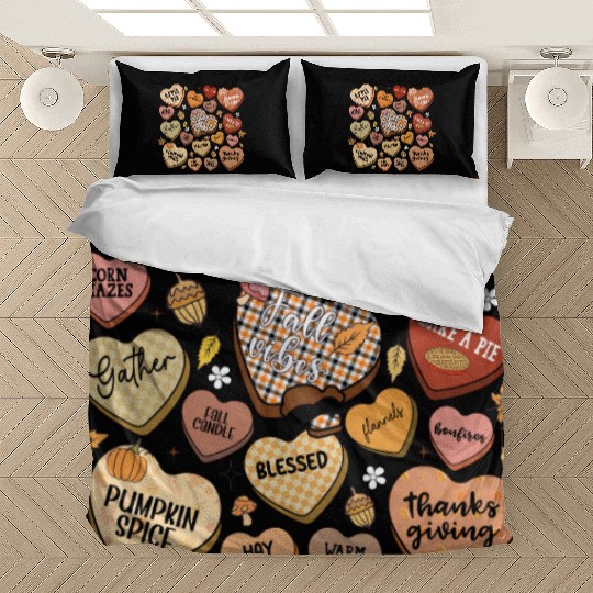 fall candy hearts Bedding Sets