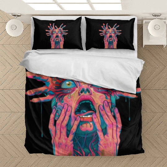Neon Nightmare: Psychedelic Horror Art Bedding Sets