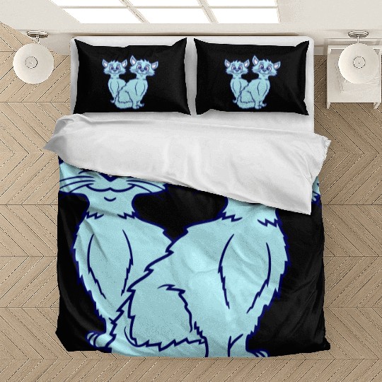 Two Happy Cats 2 Friends Love Couple Kitten Team Bedding Sets