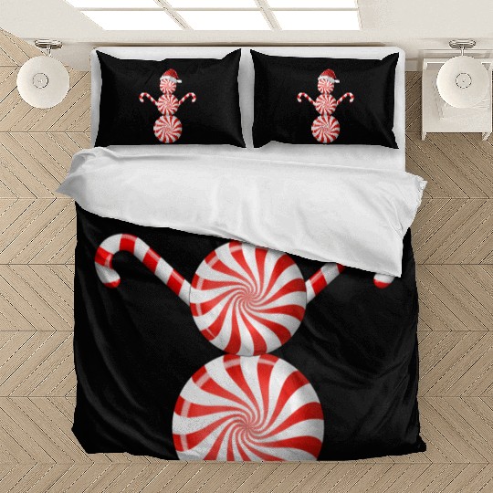 Funny Christmas Bedding Sets Peppermint Candy Snowman