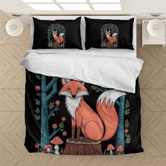 Cottagecore Fox in enchanting Forest Bedding Sets