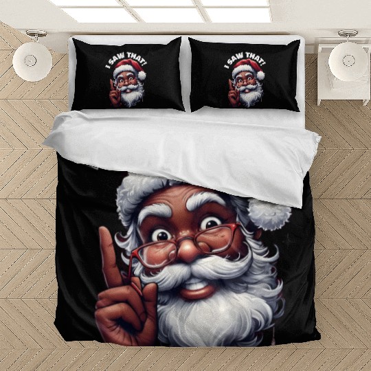 Santa's Watching Festive African American Santa Bedding Sets