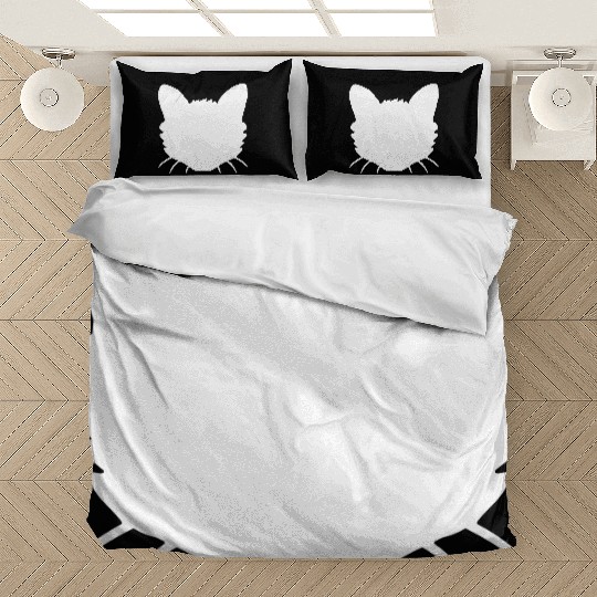 Cat Face Silhouette Kitten Head Outline Outline Bedding Sets
