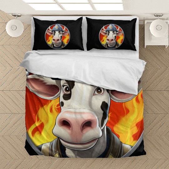 Firefighter cow Bedding Sets
