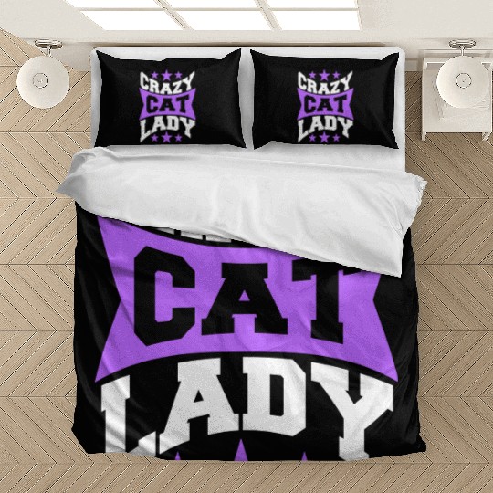 Crazy Cat Lady Text Love Saying Quote Weird Woman Bedding Sets