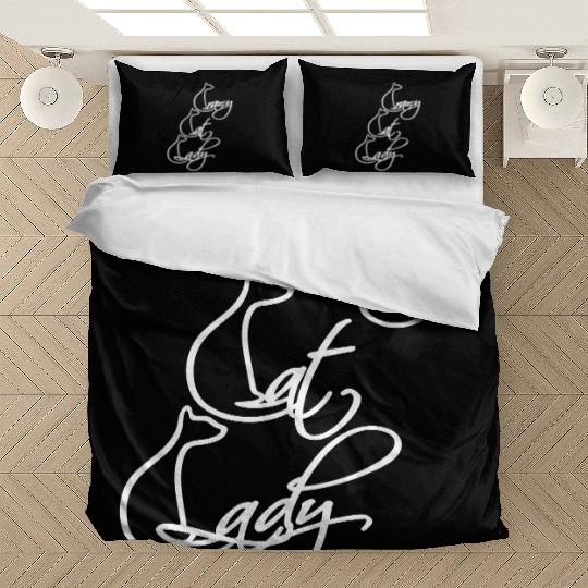 Crazy Cat Lady Text Love Saying Quote Weird Woman Bedding Sets