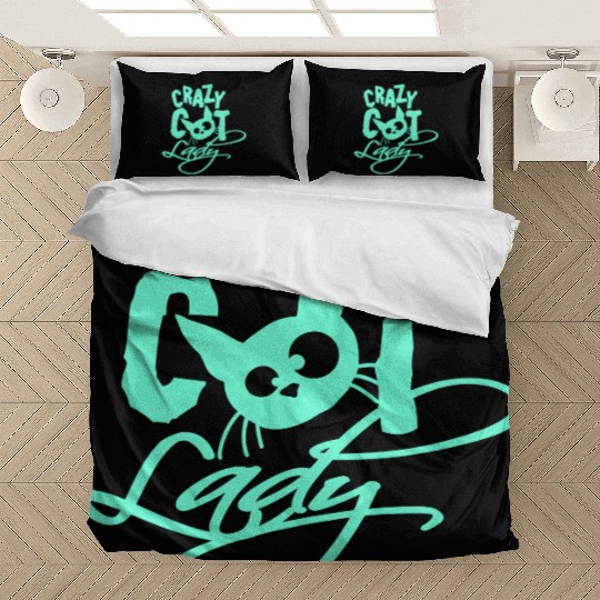 Crazy Cat Lady Text Love Saying Quote Weird Woman Bedding Sets