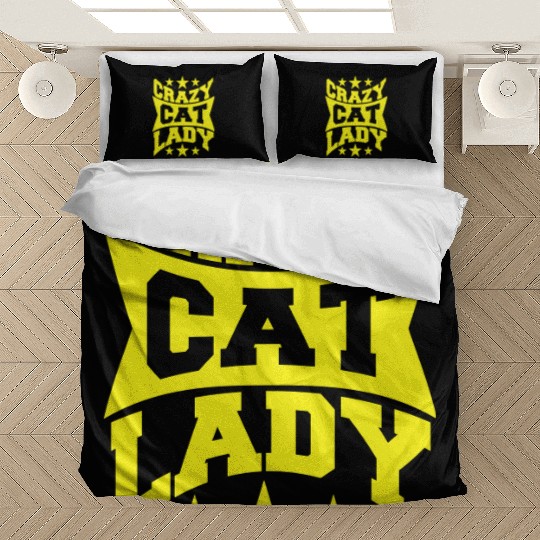 Crazy Cat Lady Text Love Saying Quote Weird Woman Bedding Sets