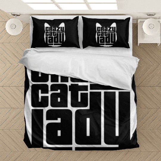 Crazy Cat Lady Text Love Saying Quote Weird Woman Bedding Sets