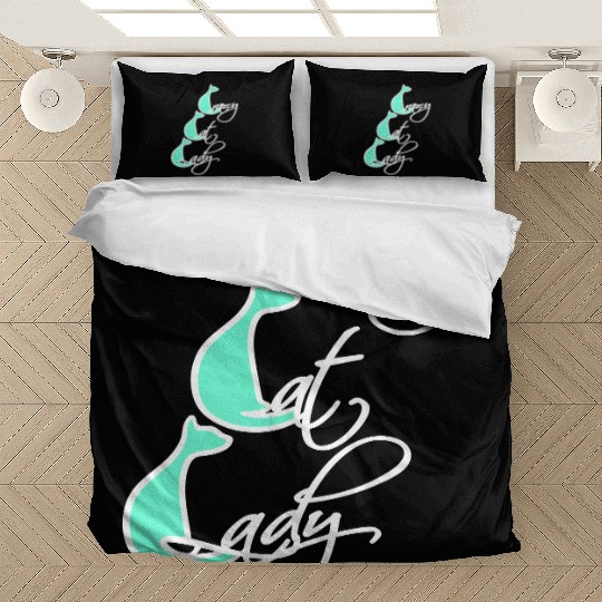 Crazy Cat Lady Text Love Saying Quote Weird Woman Bedding Sets