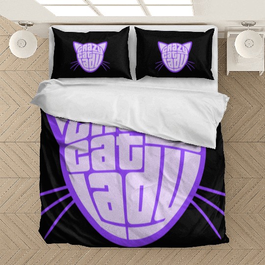 Crazy Cat Lady Text Love Saying Quote Weird Woman Bedding Sets
