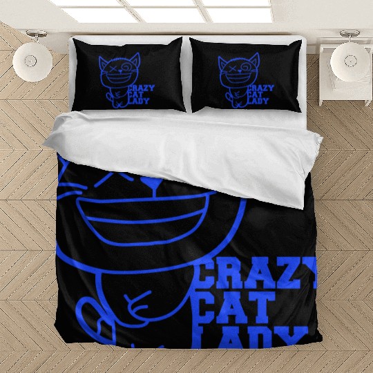 Crazy Cat Lady Text Love Saying Quote Weird Woman Bedding Sets