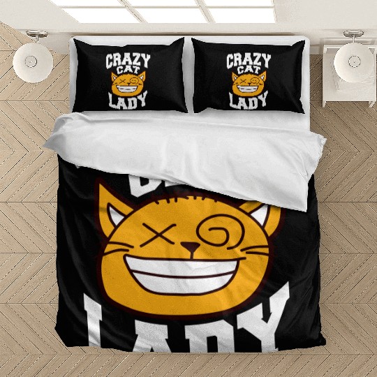 Crazy Cat Lady Text Love Saying Quote Weird Woman Bedding Sets