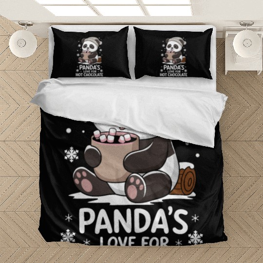 Panda's Love For Hot Chocolate Winter Vibes Bedding Sets