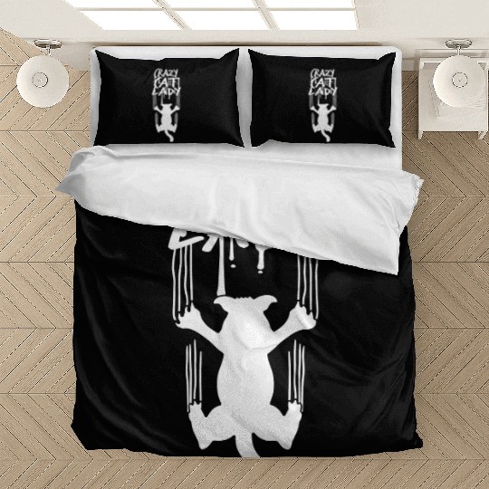 Crazy Cat Lady Text Love Saying Quote Weird Woman Bedding Sets