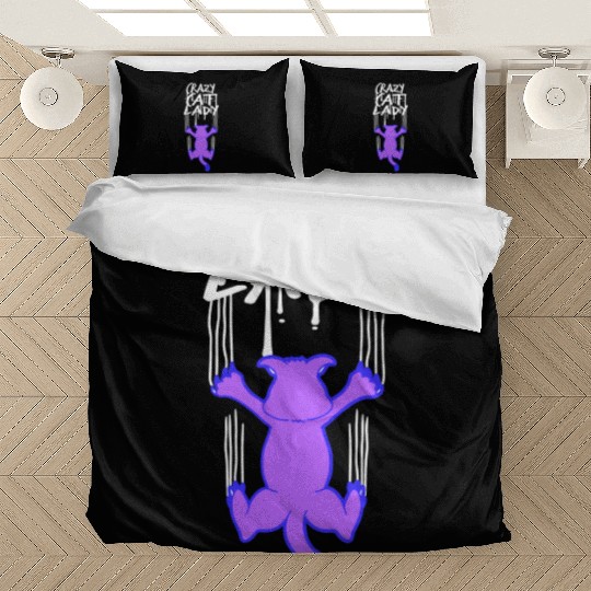 Crazy Cat Lady Text Love Saying Quote Weird Woman Bedding Sets