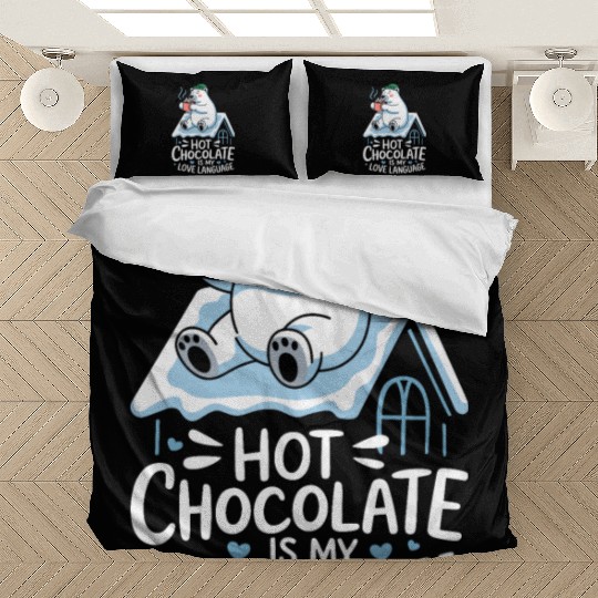 Hot Chocolate Is My Love Language Cozy Polar Bear Bedding Sets