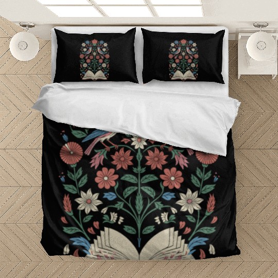 Cottagecore Birds and Blossoms with Open Book Bedding Sets