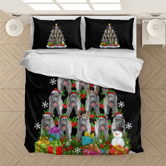 Irish Wolfhound Dog Ugly Christmas Tree Santa Hat Bedding Sets