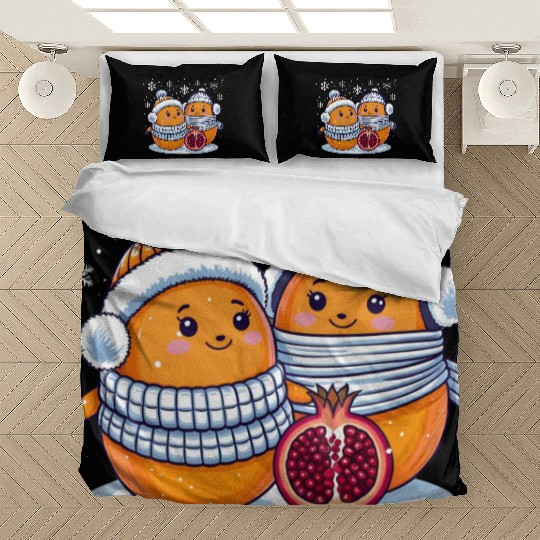Cozy Winter Fruits: Oranges & Pomegranate Bedding Sets