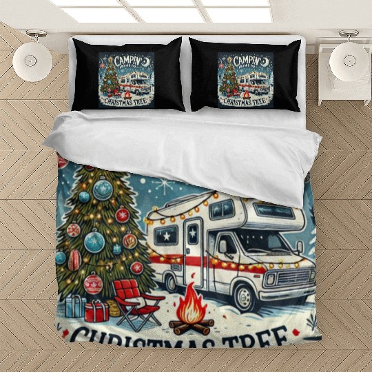 campin around christmas tree final correct Bedding Sets