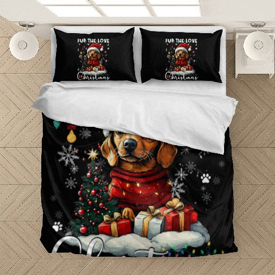 Dachshund Christmas Tree Lights Decorations Dog Bedding Sets