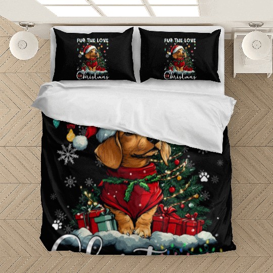 Dachshund Christmas Tree Lights Decorations Dog Bedding Sets