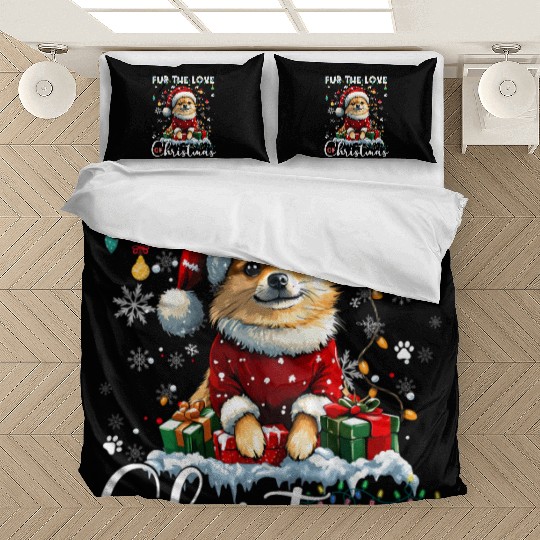 Pomeranian Christmas Tree Decorations Dog Lover Bedding Sets
