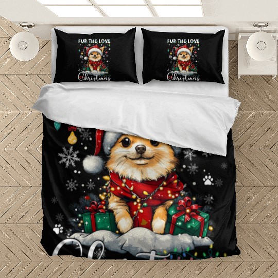 Pomeranian Christmas Tree Decorations Dog Lover Bedding Sets
