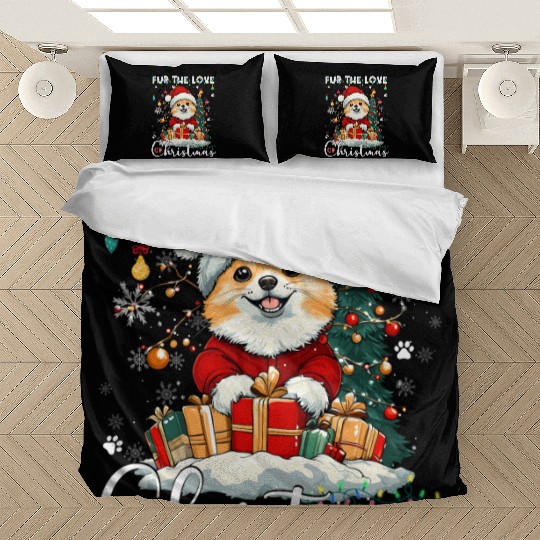 Pomeranian Christmas Tree Decorations Dog Lover Bedding Sets