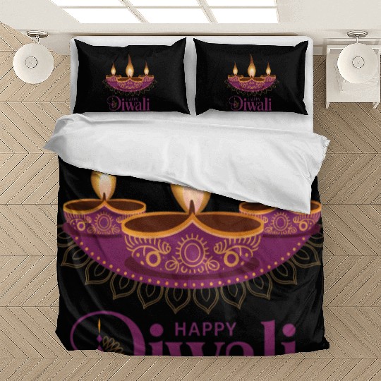 Happy Diwali with Beautiful Diya Lamps Bedding Sets