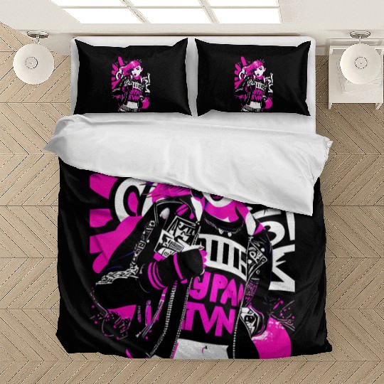 Urban Punk Street Art with Neon Pink Accents Bedding Sets