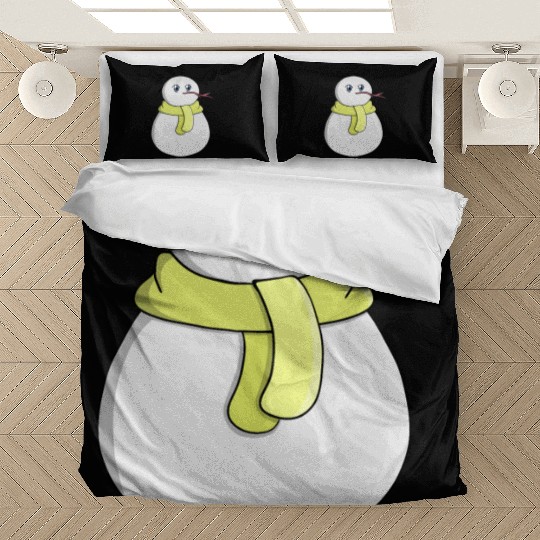 Snowman wearing a yellow scarf Bedding Sets