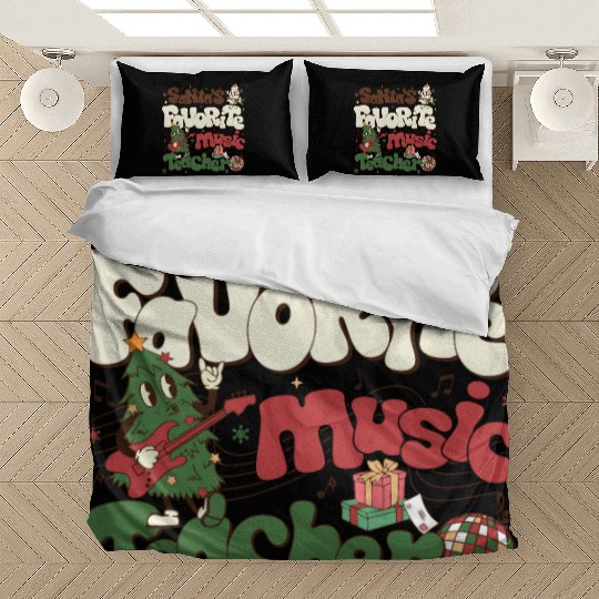 Music Teacher Christmas Bedding Sets Santas Favorite