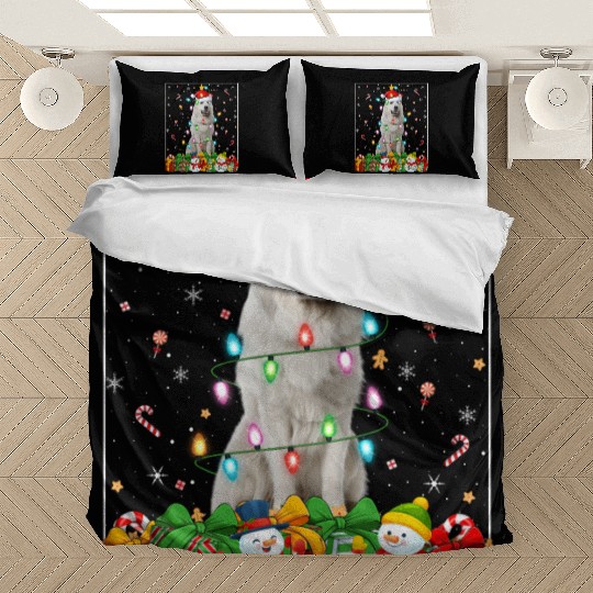 Great Pyrenees Dog Christmas Lights Bedding Sets