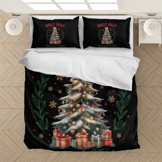 Holly Jolly Soociial Clubb Chrsitmas Bedding Sets