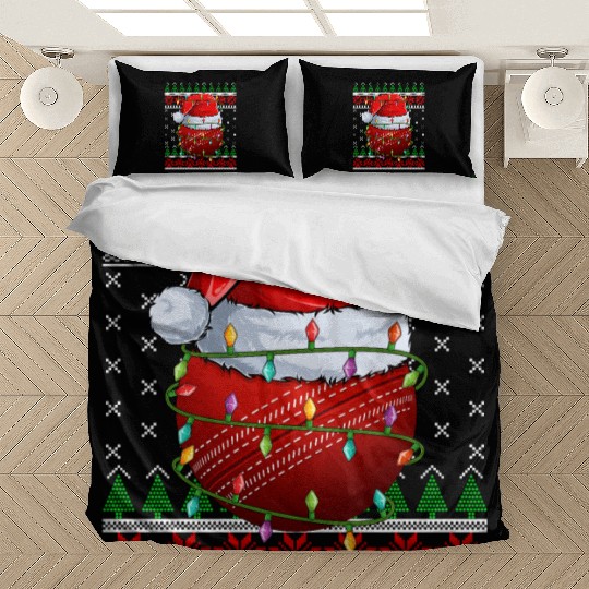 Cricket Ball Ugly Christmas Santa Hat Bedding Sets
