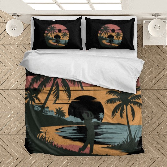 Coastal Golf Silhouette | Seaside Sun and Sports Bedding Sets