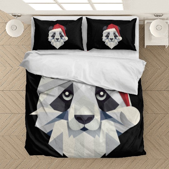 Cheerful Christmas panda in modern style Bedding Sets