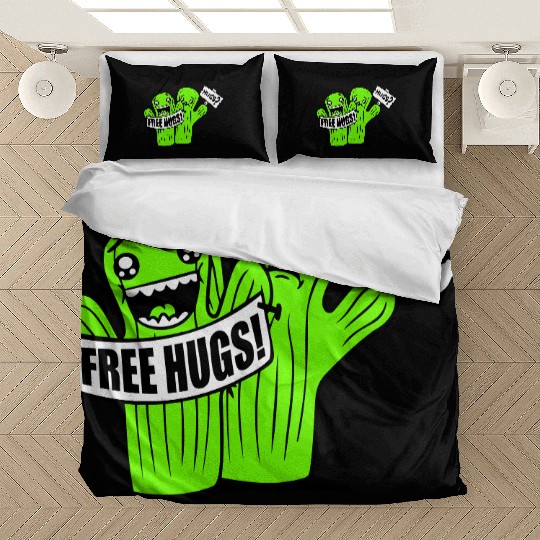 Free Hugs Signs Cactus Sad Face Two Cacti Friends Bedding Sets