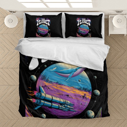 Rainbow Space Whale Adventure Bedding Sets