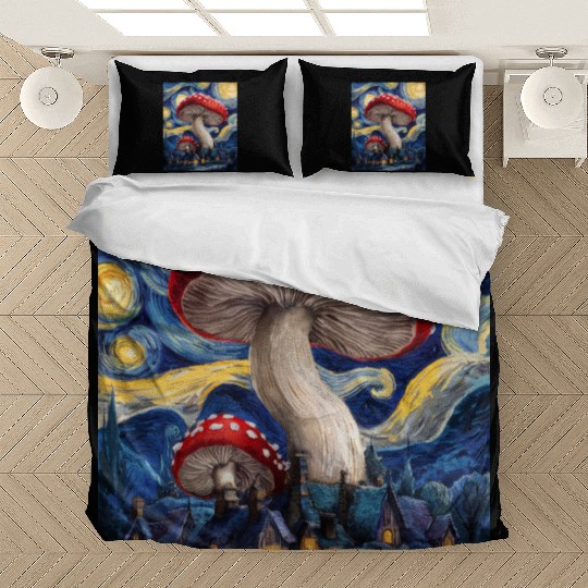 Starry Night Mushroom Surreal Dreamscape nature Bedding Sets