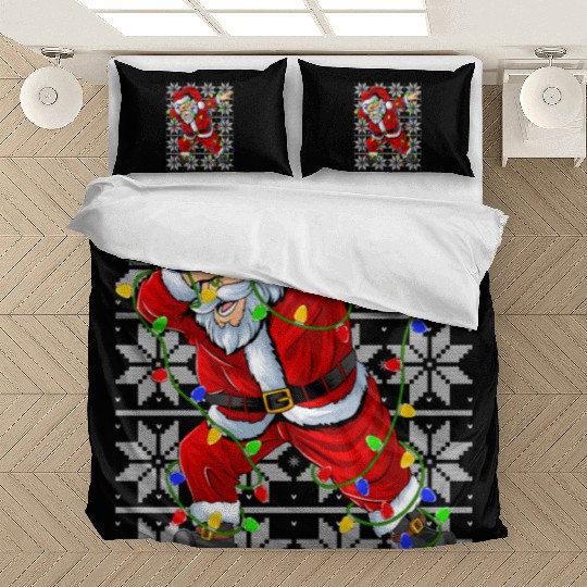 Dabbing Santa Christmas Lights Bedding Sets