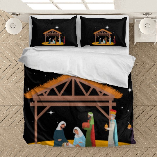 Christmas Holiday Manger Nativity Scene Bedding Sets