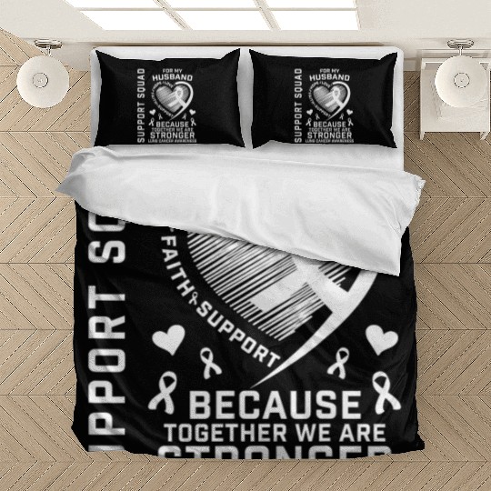I Wear White Support Husband Lung Cancer Awareness Bedding Sets