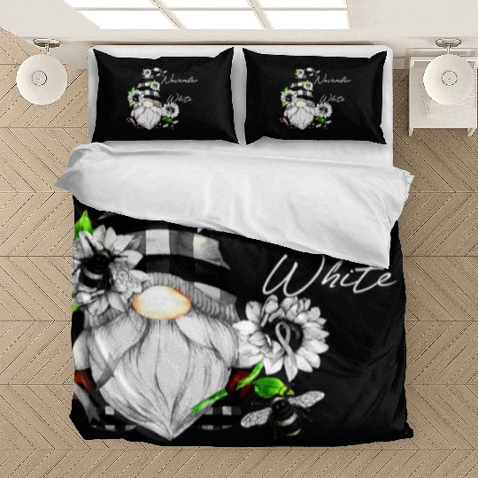 In November We Wear White for Lung Cancer Gnome Bedding Sets