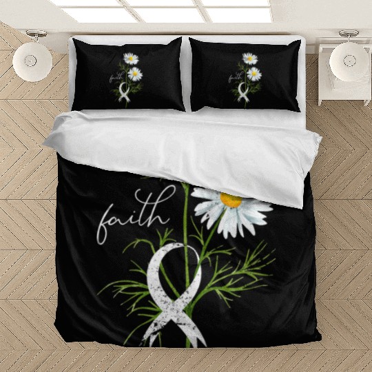 Lung Cancer Month Fight Support White Ribbon Bedding Sets
